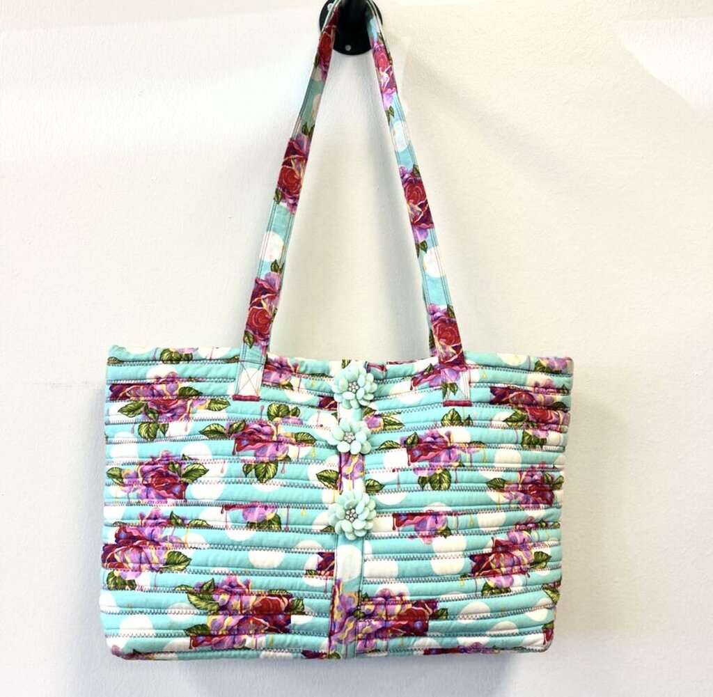 Quilted Bag w/ Flower Accent