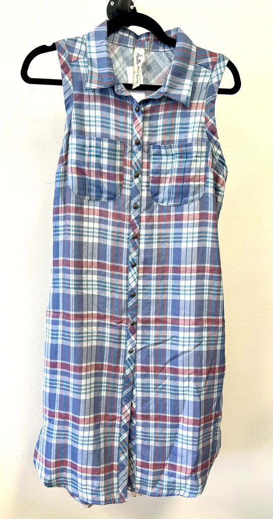 Plaid Embroidered Sleeveless