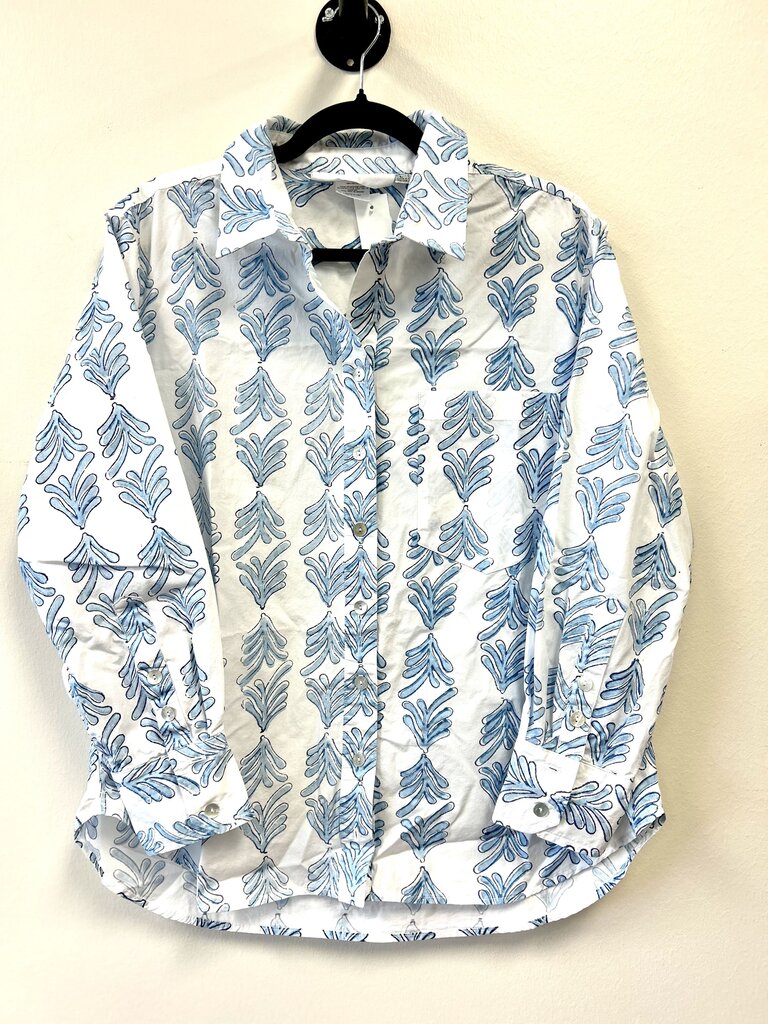 Cotton Button Down Palmetto Print
