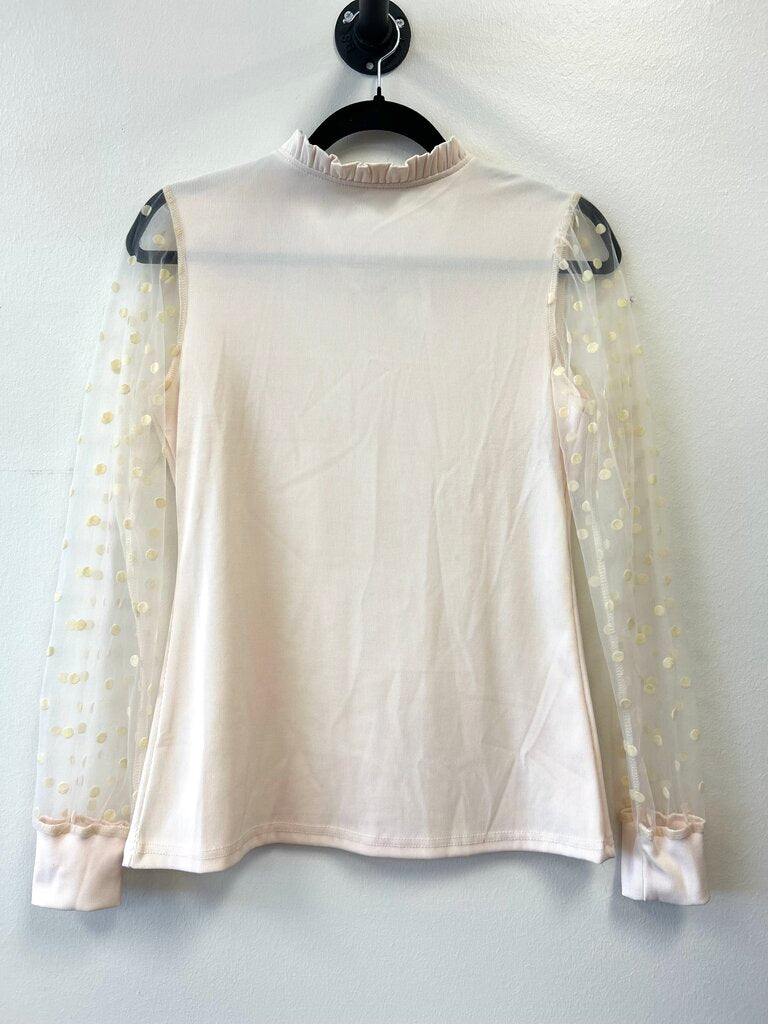 LS Polka Dot Ruffle Neck