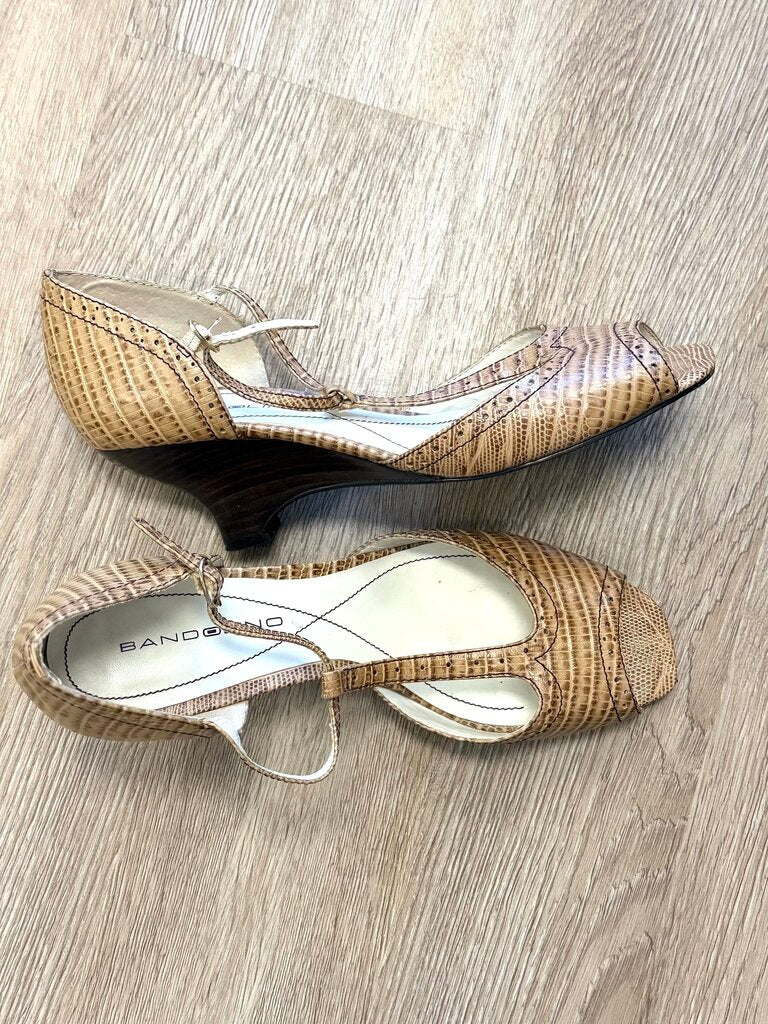 Faux Snakeskin Peep Toe