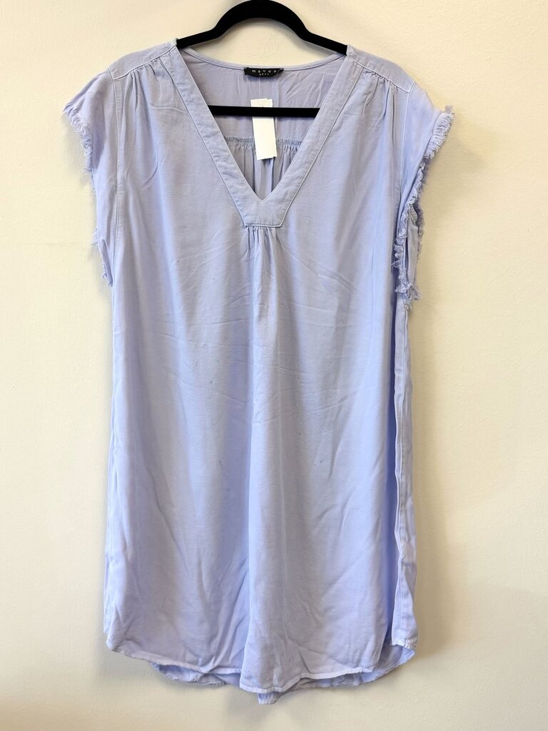 Raw Edge Cap Sleeve V-neck