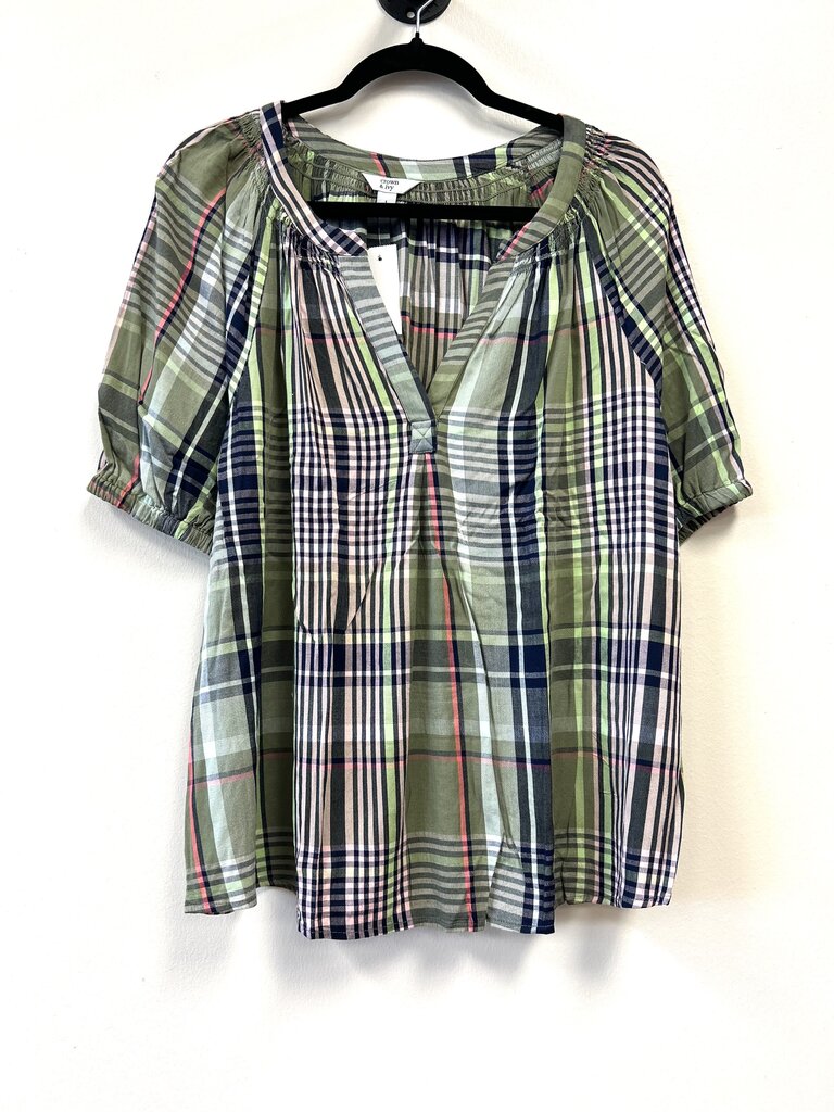 Plaid V-neck