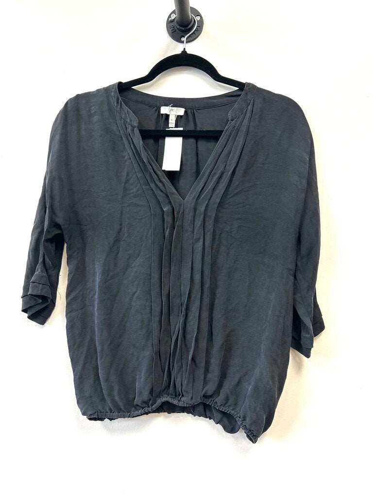 Silk pleated front V-neck