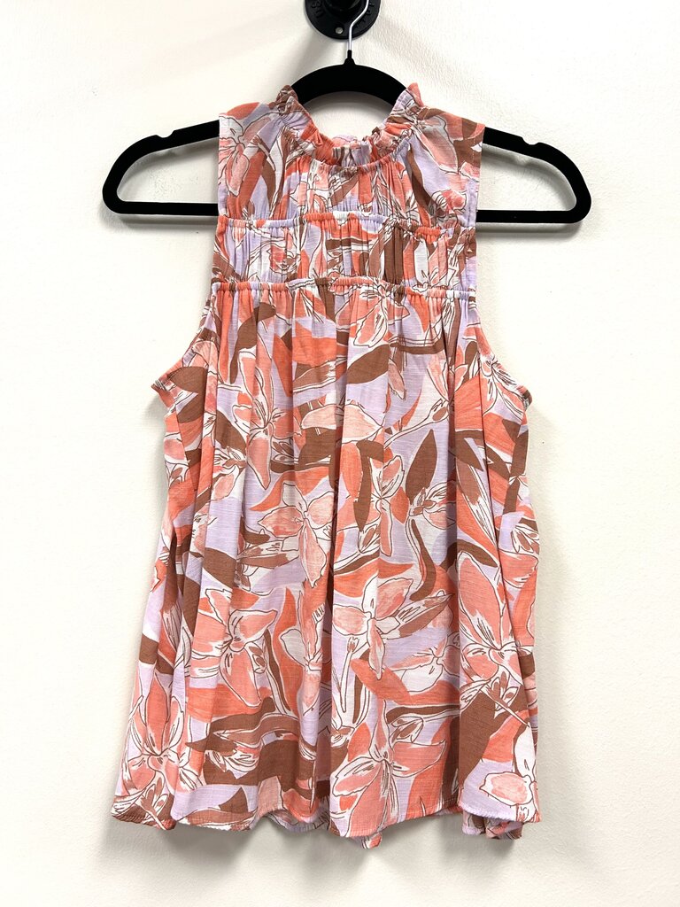 Ruffle Neckline Floral Print