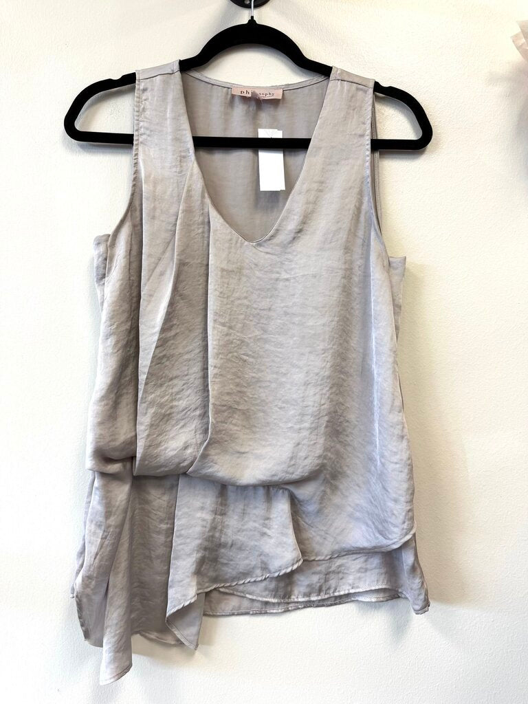 Pleated V-neck Satin-like