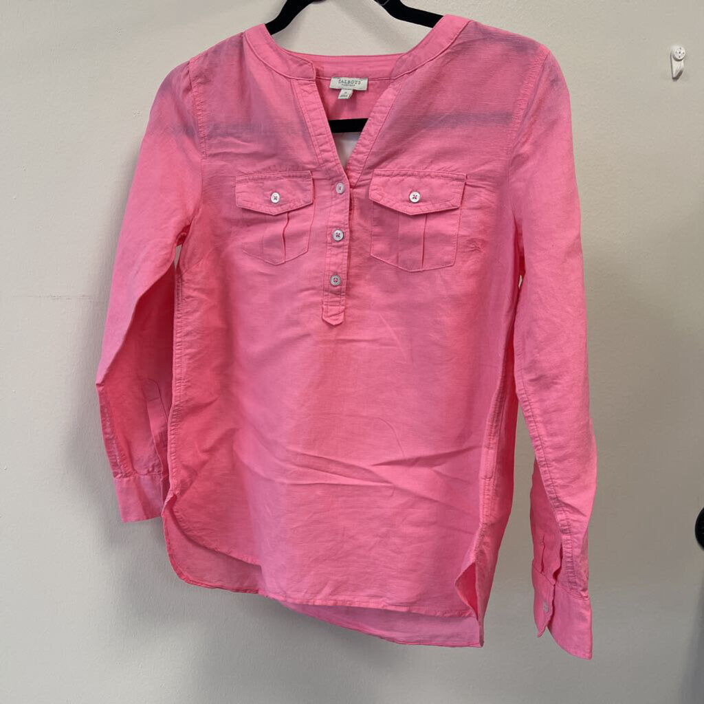 Collarless Button Down Linen