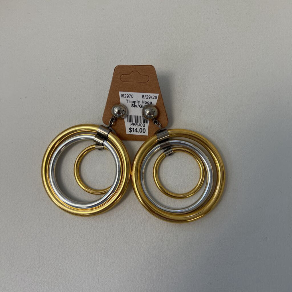 Tripple Hoop Slv/Gld