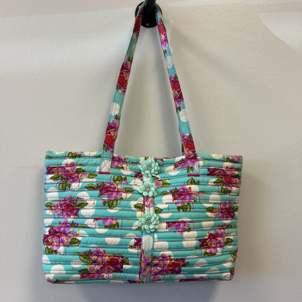 Quilted Bag w/ Flower Accent