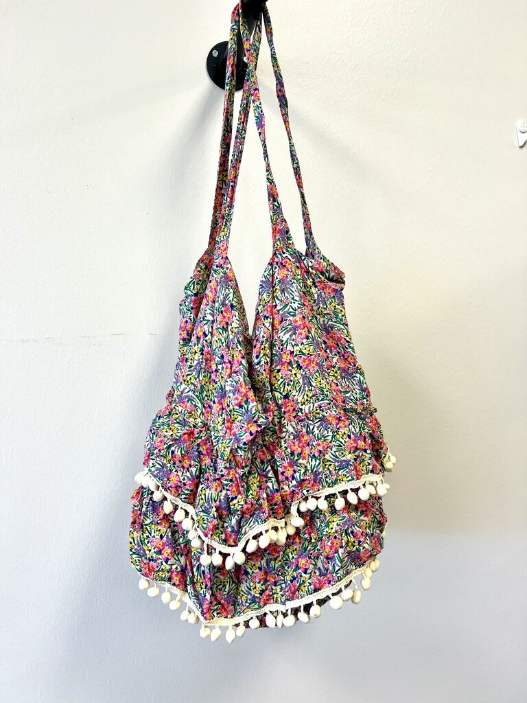 Floral Pom-Pm Bag