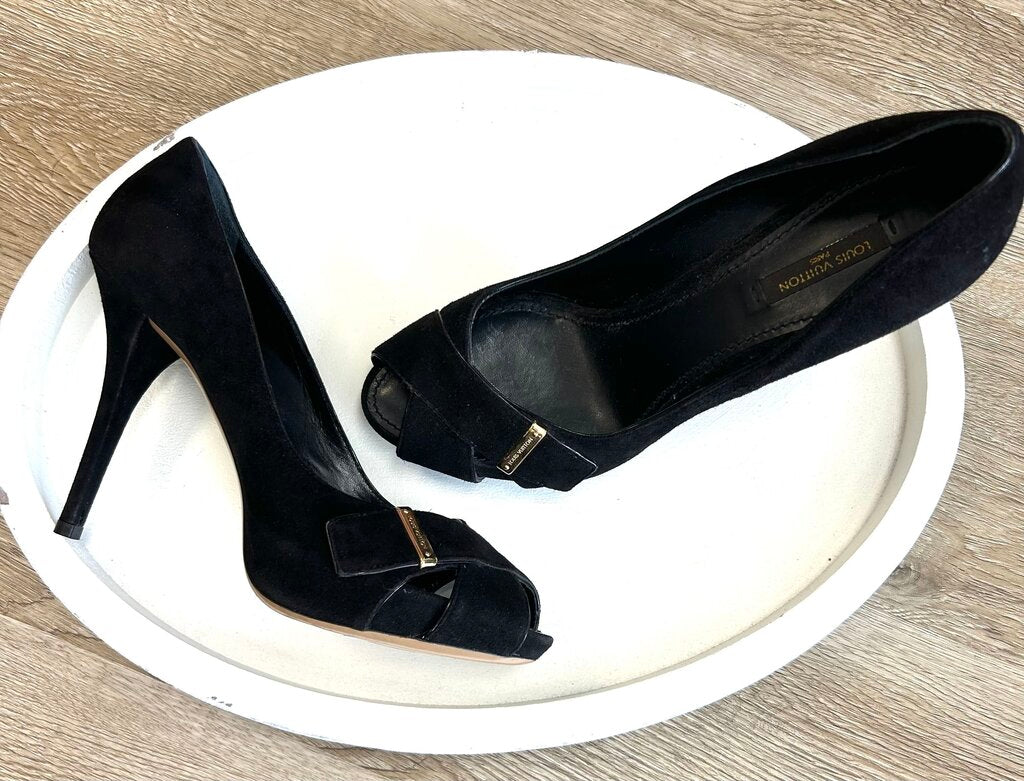 Suede Criss-Cross Peep Toe