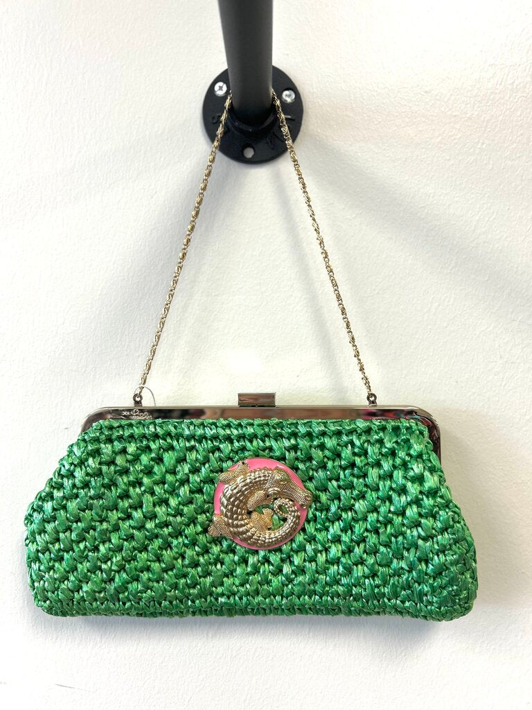 Woven Clutch w/ gator accent