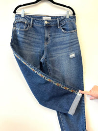 Denim Capri embroidered accent