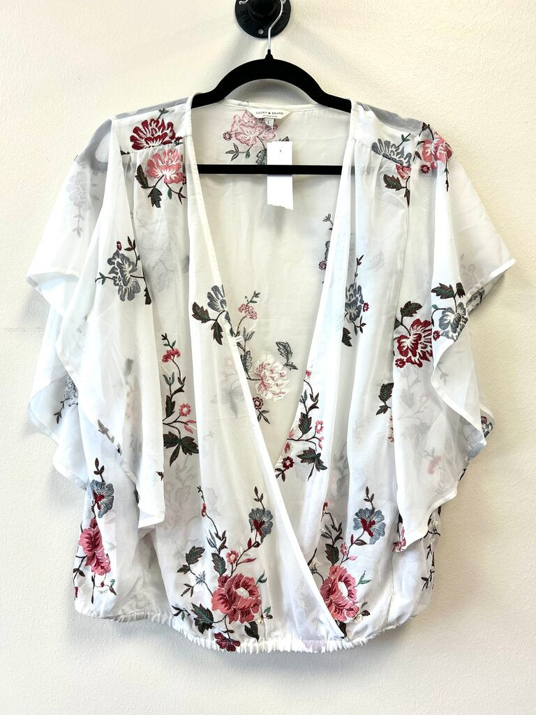 V-neck Sheer Embroidered Floral