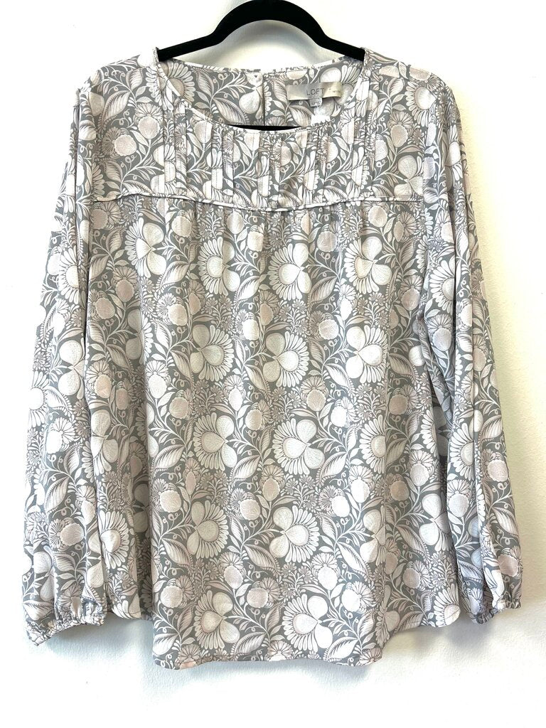 Scoop Neck Floral Pleats