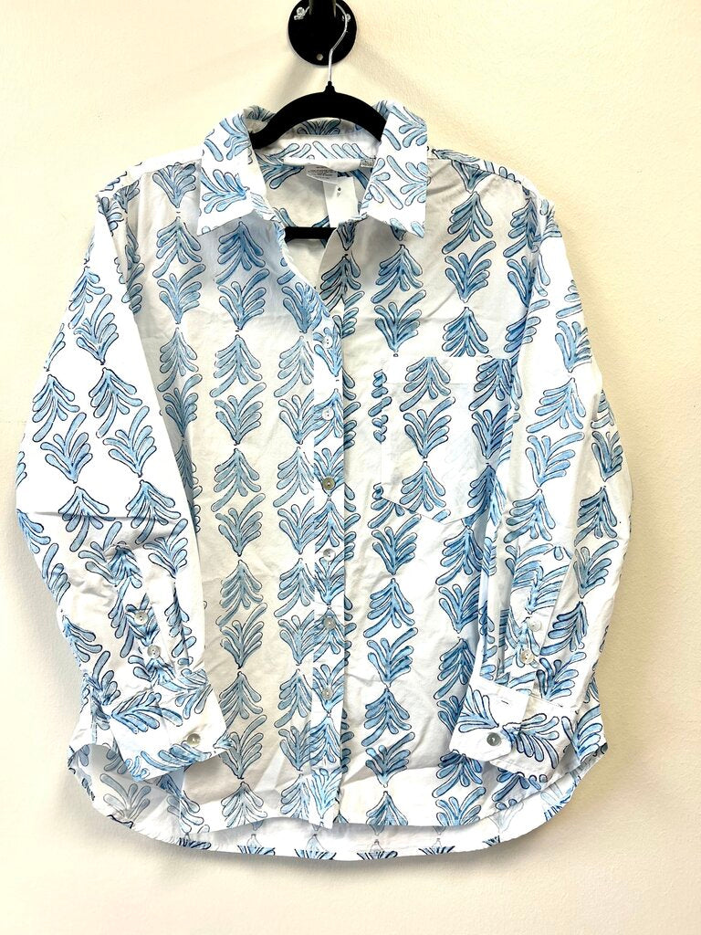 Cotton Button Down Palmetto Print