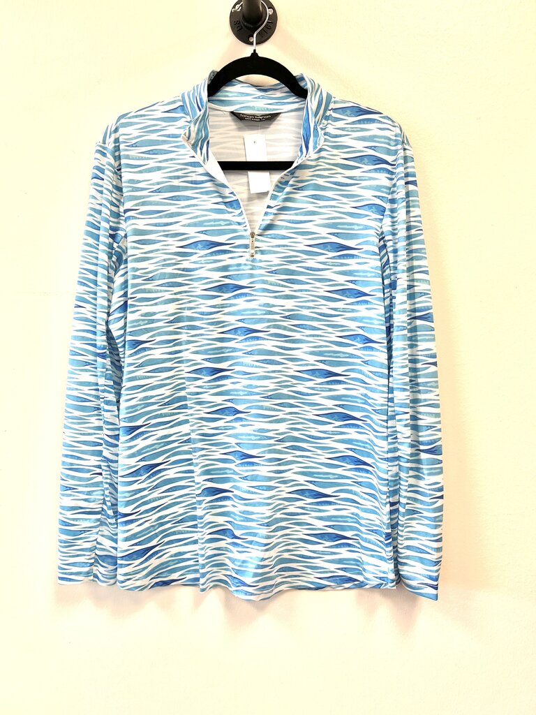 1/4 Zip Up blue wave pattern