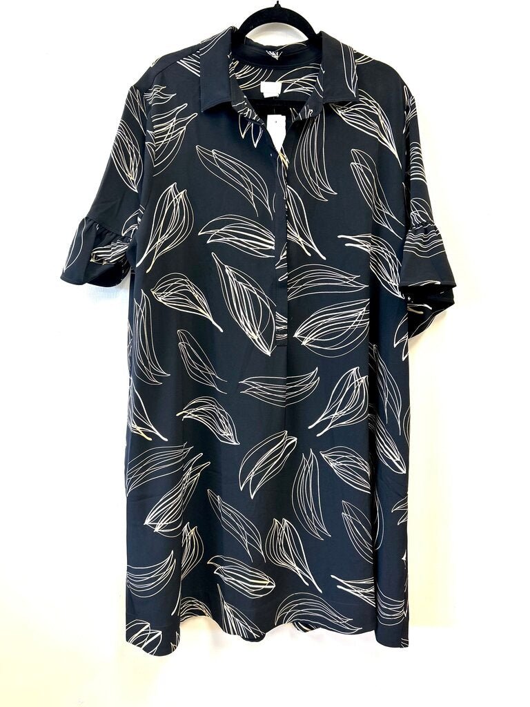 Bell Sleeve Abstract Leaf Print