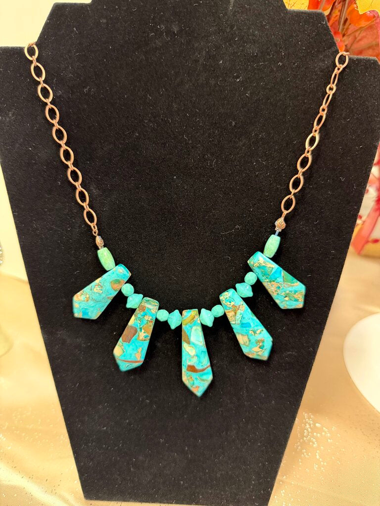 5 Strand Turquoise Colored Neck