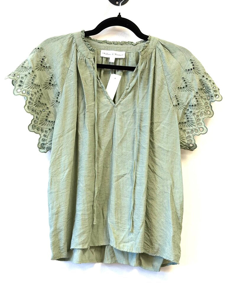 Eyelit Sleeves V-neck