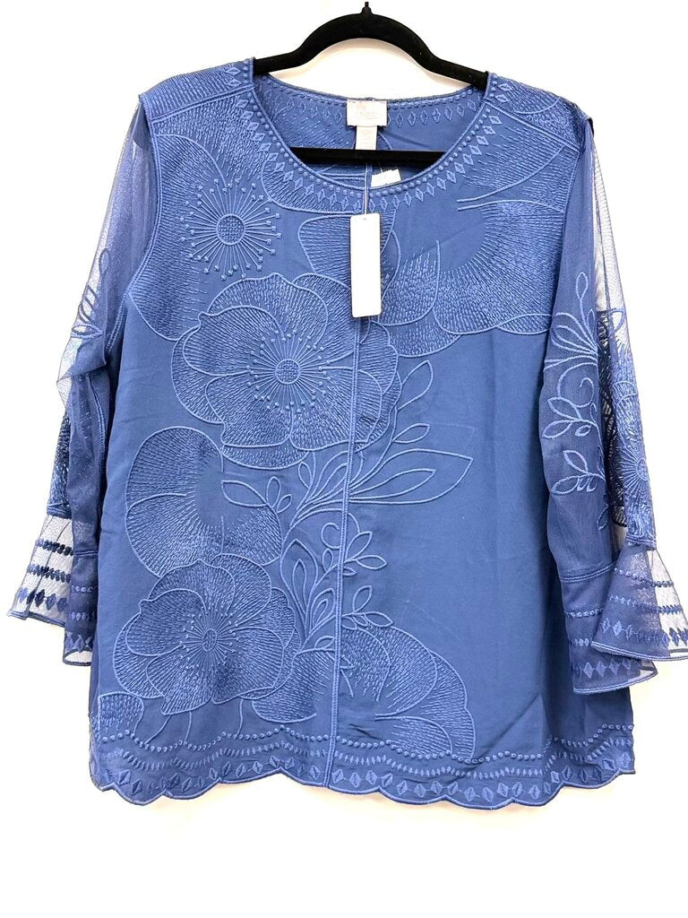 NWT Embroidered w/ mesh sleeves
