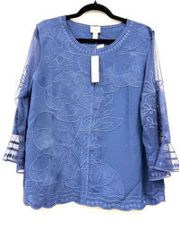 NWT Embroidered w/ mesh sleeves