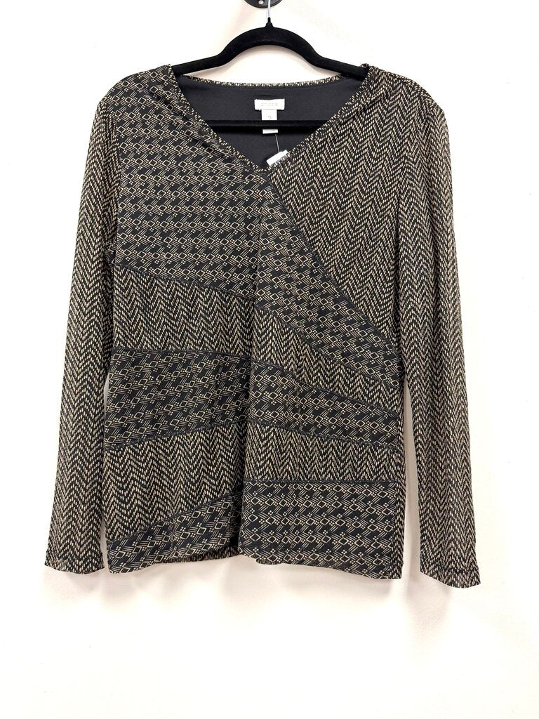Mesh Sleeve V-neck Multi Pattern