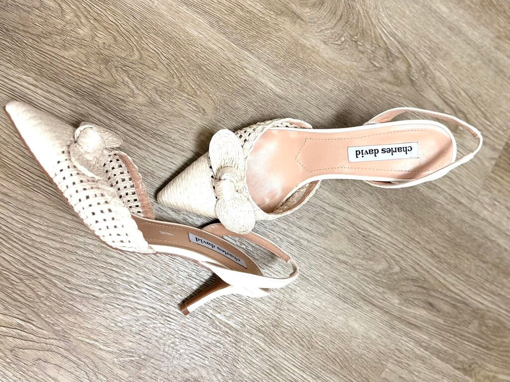 Sling Back Woven Kitten Heel