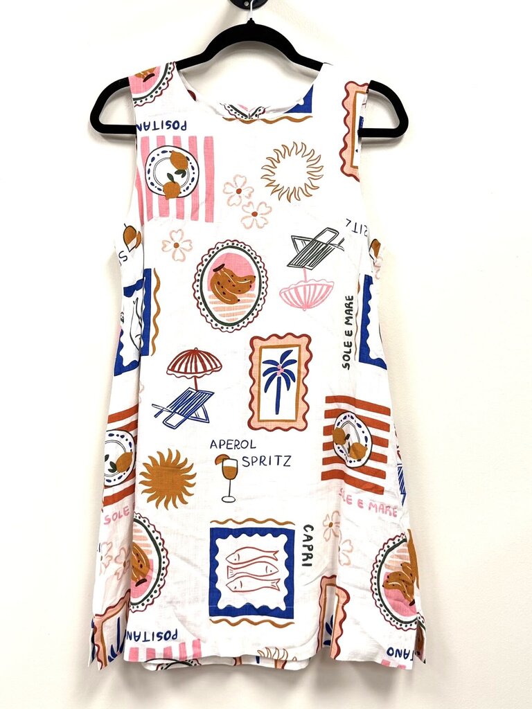 Sleeveless Linen Blend Vacay Print